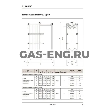Разборный пластинчатый теплообменник НН№37, Ридан купить в интернет-магазине промышленного оборудования в Санкт-Петербурге