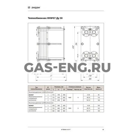 Разборный пластинчатый теплообменник НН№07, Ридан купить в интернет-магазине промышленного оборудования в Санкт-Петербурге