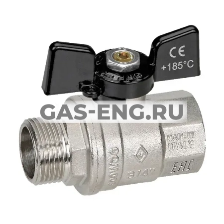 Шаровой латунный кран НР-ВР полнопроходной, ручка-бабочка, Ду 15-25 Ру 40-64, Bugatti серии 307 Oregon купить в интернет-магазине промышленного оборудования в Санкт-Петербурге