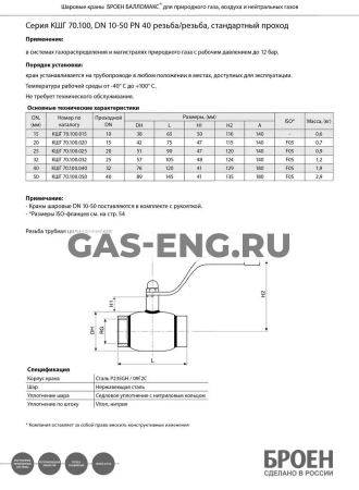 Шаровой стальной кран для газа резьба/резьба, с рукояткой, Ду 10-50 Ру 16,  Broen Ballomax купить в интернет-магазине промышленного оборудования в Санкт-Петербурге