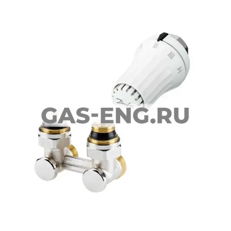 Комплект радиаторного терморегулятора RAE-K, RLV-S угловой, с переходниками, Danfoss купить в интернет-магазине промышленного оборудования в Санкт-Петербурге