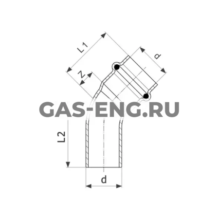 Отвод 45° Sanpress Inox с SC-Contur ВПр-НПр, модель 2326.1, Viega купить в интернет-магазине промышленного оборудования в Санкт-Петербурге