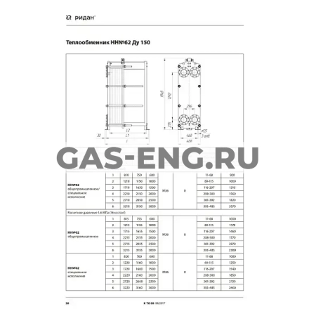 Разборный пластинчатый теплообменник НН№62, Ридан купить в интернет-магазине промышленного оборудования в Санкт-Петербурге