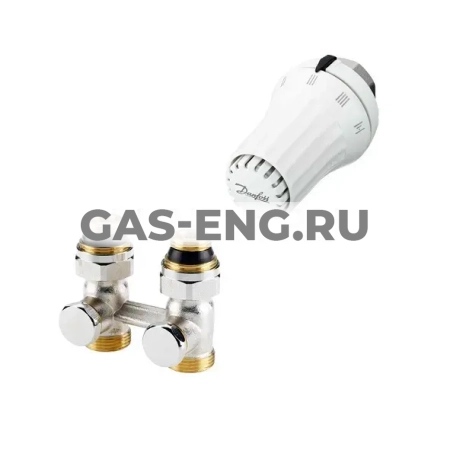 Комплект радиаторного терморегулятора RAE-K, RLV-S прямой, с переходниками, Danfoss купить в интернет-магазине промышленного оборудования в Санкт-Петербурге
