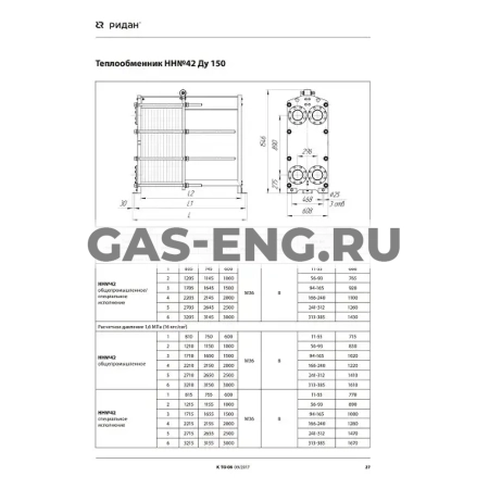 Разборный пластинчатый теплообменник НН№42, Ридан купить в интернет-магазине промышленного оборудования в Санкт-Петербурге