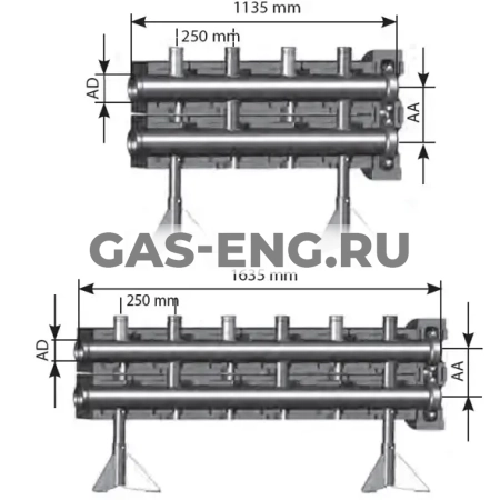 Напольная распределительная гребенка, Meibes купить в интернет-магазине промышленного оборудования в Санкт-Петербурге