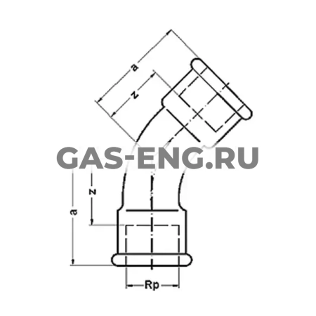 Угольник оцинкованный 45° ВР/ВР, тип 41 купить в интернет-магазине промышленного оборудования в Санкт-Петербурге