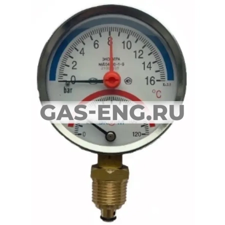 Термоманометр Экомера МД04-80 мм с переходником на 1/2", подключение снизу, Эко-М купить в интернет-магазине промышленного оборудования в Санкт-Петербурге Термоманометр Экомера МД04-80 мм с переходником на 1/2", подключение снизу, Эко-М купить в интернет-магазине промышленного оборудования в Санкт-Петербурге