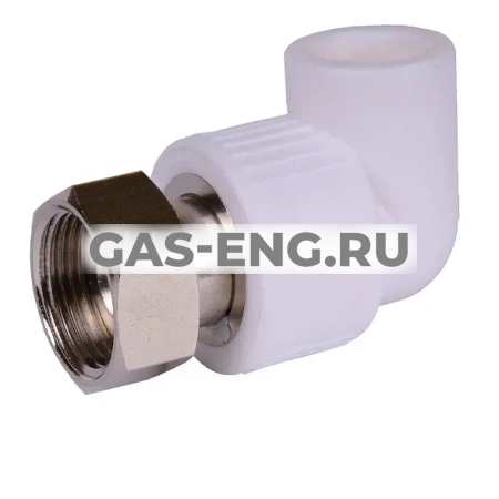 Угольник PPR 90° с накидной гайкой на металлическом штуцере, RTP (РосТурПласт) купить в интернет-магазине промышленного оборудования в Санкт-Петербурге