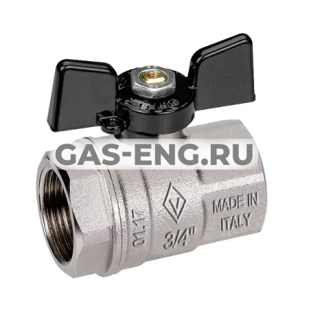 Шаровой латунный кран ВР-ВР, ручка-бабочка, Ду 15-32 Ру 20-50, Bugatti серии 912 New Jersey купить в интернет-магазине промышленного оборудования в Санкт-Петербурге