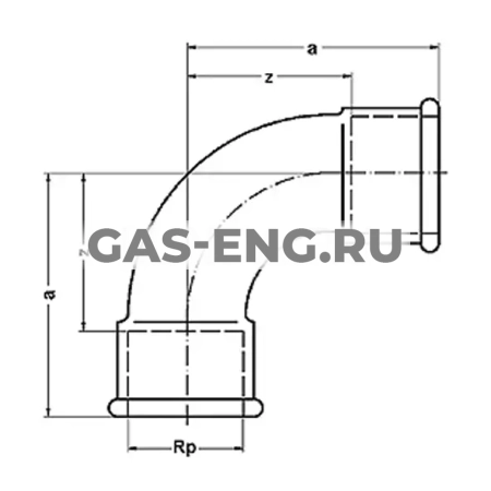 Отвод оцинкованный 90° ВР/ВР, тип 2A купить в интернет-магазине промышленного оборудования в Санкт-Петербурге