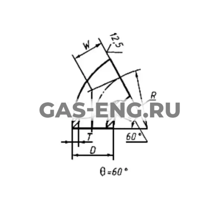Отвод неоцинкованный крутоизогнутый стальной 60°, ГОСТ 17375-2001 купить в интернет-магазине промышленного оборудования в Санкт-Петербурге