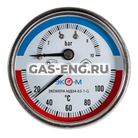 Термоманометр Экомера МД04-63 мм с переходником на 1/2", подключение сзади, Эко-М купить в интернет-магазине промышленного оборудования в Санкт-Петербурге Термоманометр Экомера МД04-63 мм с переходником на 1/2", подключение сзади, Эко-М купить в интернет-магазине промышленного оборудования в Санкт-Петербурге