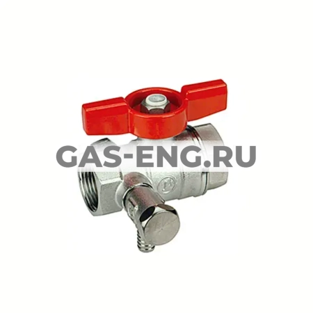 Шаровой кран латунный ВР-ВР, стандартнопроходной, ручка-бабочка, Ду 15-25, Ру 35-42, со сливом, Giacomini R251S купить в интернет-магазине промышленного оборудования в Санкт-Петербурге