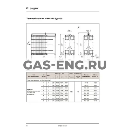 Разборный пластинчатый теплообменник НН№210, Ридан купить в интернет-магазине промышленного оборудования в Санкт-Петербурге