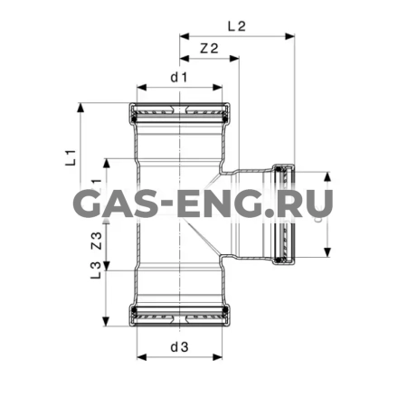 Тройник Sanpress Inox XL с SC-Contur, модель 2318XL, Viega купить в интернет-магазине промышленного оборудования в Санкт-Петербурге