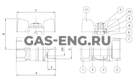 Шаровой латунный кран ВР-ВР, ручка-бабочка, Ду 15-25 Ру 20-40, Bugatti серии 602 Arizona купить в интернет-магазине промышленного оборудования в Санкт-Петербурге