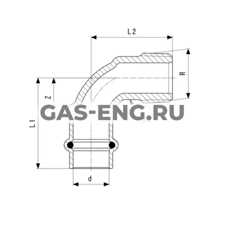 Угольник переходной 90° Sanpress с SC-Contur, модель 2214, Viega купить в интернет-магазине промышленного оборудования в Санкт-Петербурге