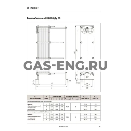 Разборный пластинчатый теплообменник НН№20, Ридан купить в интернет-магазине промышленного оборудования в Санкт-Петербурге