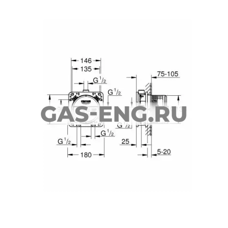 Универсальная встроенная часть Rapido SmartBox 1/2, Grohe купить в интернет-магазине промышленного оборудования в Санкт-Петербурге