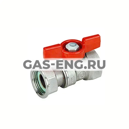 Шаровой кран латунный ВР c гайкой, стандартнопроходной, ручка-бабочка, Ду 15-25, Ру 35-42, для счетчиков, Giacomini R251P купить в интернет-магазине промышленного оборудования в Санкт-Петербурге