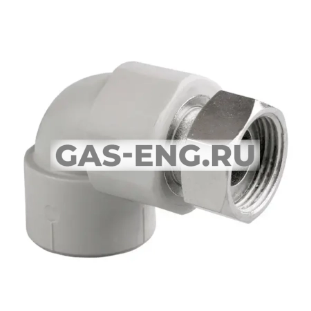 Угольник PPR 90° с накидной гайкой, БЕЛЫЙ, Pro Aqua купить в интернет-магазине промышленного оборудования в Санкт-Петербурге