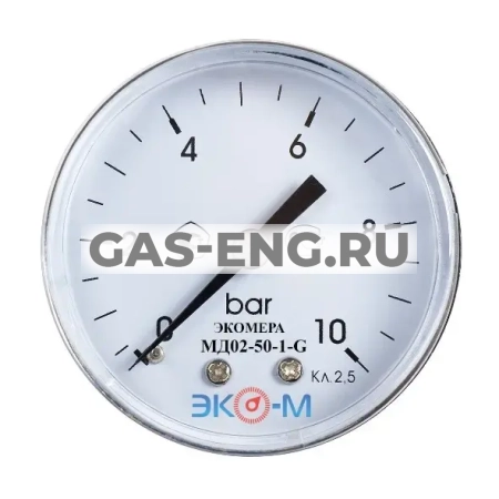 Манометр Экомера МД02-50мм, подключение сзади G 1/4", Эко-М купить в интернет-магазине промышленного оборудования в Санкт-Петербурге