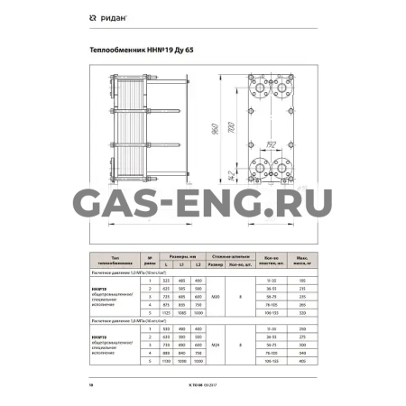 Разборный пластинчатый теплообменник НН№19, Ридан купить в интернет-магазине промышленного оборудования в Санкт-Петербурге