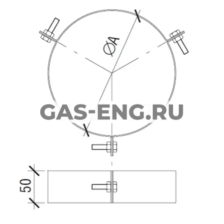 Хомут для дымохода 3-точечный под растяжку, Jeremias ZUWA.004C00.042 купить в интернет-магазине промышленного оборудования в Санкт-Петербурге
