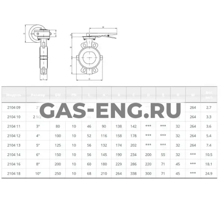 Дисковый поворотный затвор межфланцевый, серия 2104, Genebre купить в интернет-магазине промышленного оборудования в Санкт-Петербурге