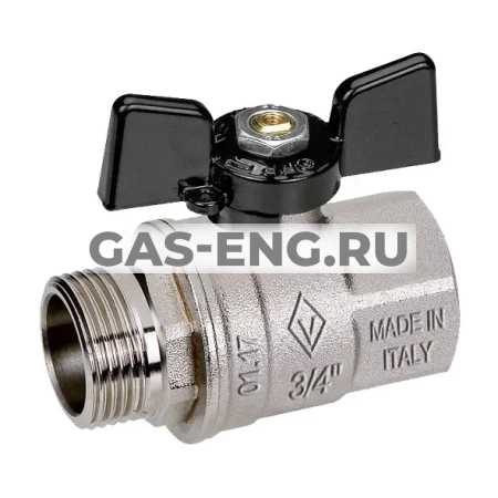 Шаровой латунный кран НР-ВР, ручка-бабочка, Ду 15-32 Ру 20-50, Bugatti серии 917 New Jersey купить в интернет-магазине промышленного оборудования в Санкт-Петербурге