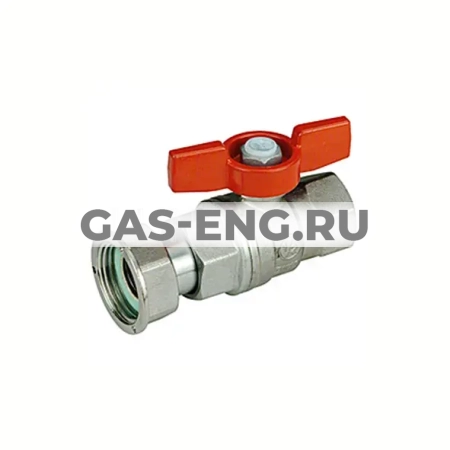 Шаровой кран с отводом, латунный ВР c гайкой, стандартнопроходной, ручка-бабочка, Ду 15, Ру 42, для счетчиков, Giacomini R752 купить в интернет-магазине промышленного оборудования в Санкт-Петербурге