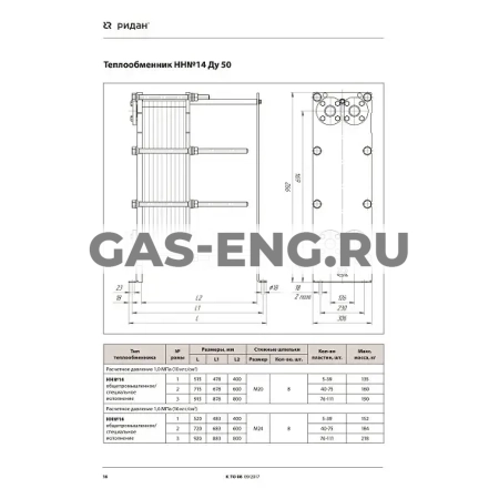 Разборный пластинчатый теплообменник НН№14, Ридан купить в интернет-магазине промышленного оборудования в Санкт-Петербурге