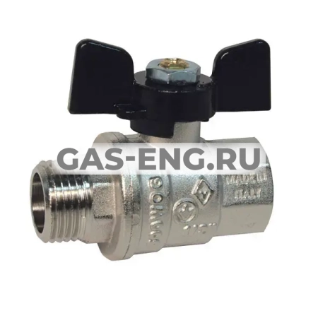 Шаровой латунный кран НР-ВР полнопроходной, ручка-бабочка, Ду 15-25 Ру 40-64, Bugatti серии 307 Oregon купить в интернет-магазине промышленного оборудования в Санкт-Петербурге