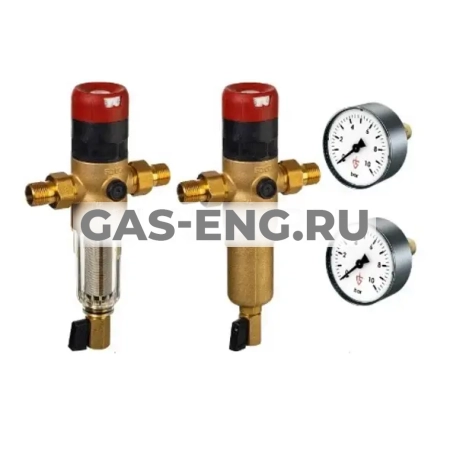 Комплект 2 сетчатых фильтра с редуктором давления FD07-1/2C и FD07-1/2H, 2 манометра MA10-50, Goetze купить в интернет-магазине промышленного оборудования в Санкт-Петербурге