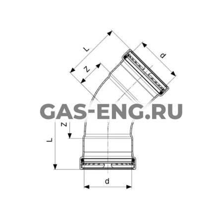 Отвод 45° Sanpress Inox XL с SC-Contur, модель 2326XL, Viega купить в интернет-магазине промышленного оборудования в Санкт-Петербурге Отвод 45° Sanpress Inox XL с SC-Contur, модель 2326XL, Viega купить в интернет-магазине промышленного оборудования в Санкт-Петербурге