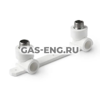 Угольник двойной PPR с креплением комбинированный НР, БЕЛЫЙ, Pro Aqua купить в интернет-магазине промышленного оборудования в Санкт-Петербурге