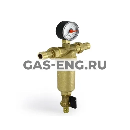 Фильтр промывной 1/2' х 3/4' ВН, с редукционными соединениями, со сливным краном и манометром,  Uni-Fitt купить в интернет-магазине промышленного оборудования в Санкт-Петербурге