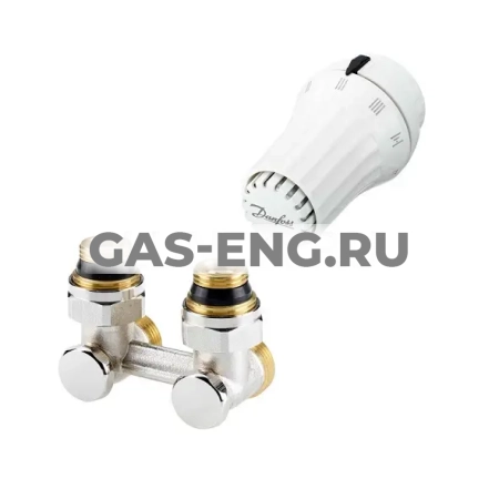 Комплект радиаторного терморегулятора RAE, RLV-KS угловой, с переходниками, Danfoss купить в интернет-магазине промышленного оборудования в Санкт-Петербурге
