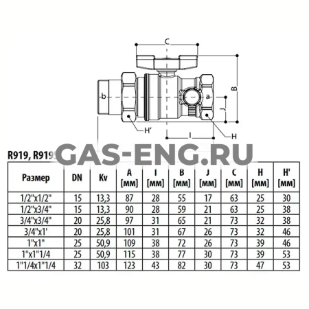 Шаровой кран латунный ВР-НР полнопроходной, ручка-бабочка, Ду 15-32 Ру 35-42, со сгоном, Giacomini DADO R919 купить в интернет-магазине промышленного оборудования в Санкт-Петербурге