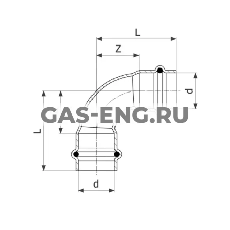 Отвод 90° Profipress G с SC-Contur, модель 2616, Viega купить в интернет-магазине промышленного оборудования в Санкт-Петербурге