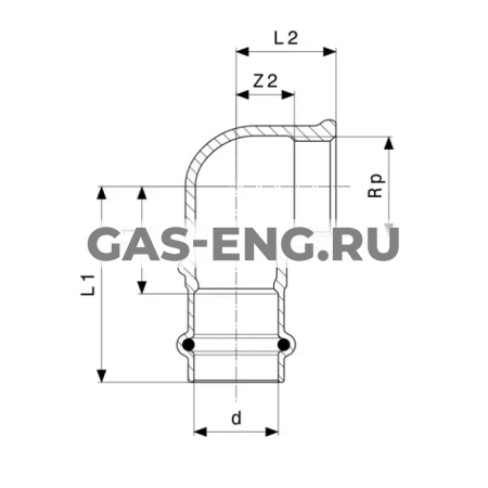 Угольник переходной 90° Sanpress с SC-Contur, модель 2214.2, Viega купить в интернет-магазине промышленного оборудования в Санкт-Петербурге