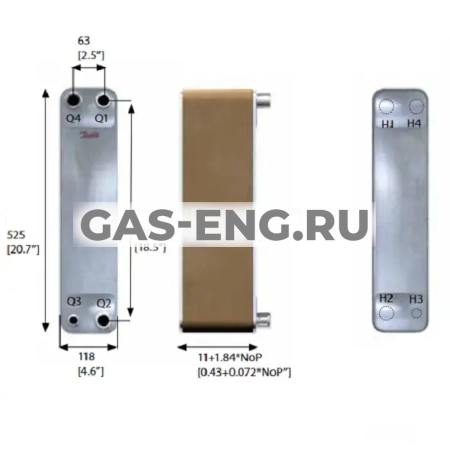 Паяный пластинчатый теплообменник C62L-EZ-B, Danfoss купить в интернет-магазине промышленного оборудования в Санкт-Петербурге