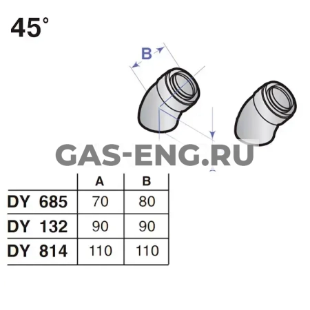 Колено 45° для коаксиального дымохода, De Dietrich купить в интернет-магазине промышленного оборудования в Санкт-Петербурге