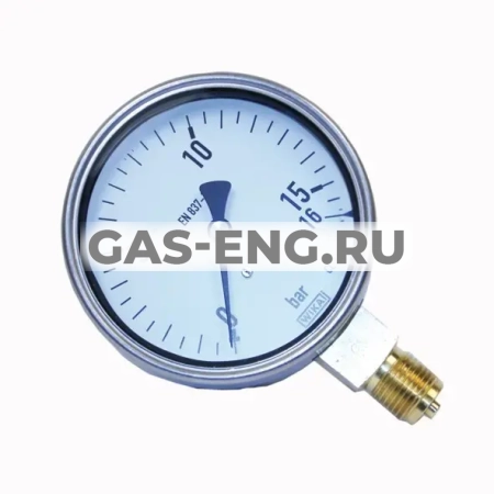 Манометр, тип 212.20, исполнение en 837-1, подключение снизу (корпус - нерж. сталь), Wika купить в интернет-магазине промышленного оборудования в Санкт-Петербурге