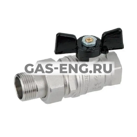 Шаровой латунный кран ВР-НР, ручка-бабочка, со сгоном, Ду 15-32 Ру 20-50, Bugatti серии 922 New Jersey купить в интернет-магазине промышленного оборудования в Санкт-Петербурге