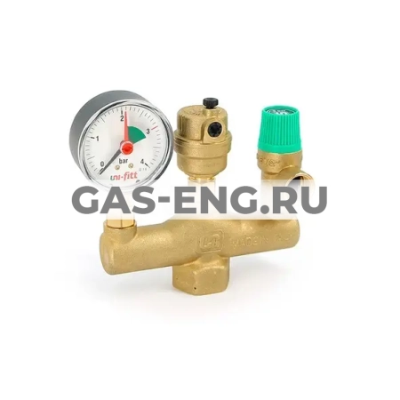 Группа безопасности котла латунь, Uni-Fitt купить в интернет-магазине промышленного оборудования в Санкт-Петербурге