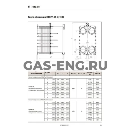Разборный пластинчатый теплообменник НН№145, Ридан купить в интернет-магазине промышленного оборудования в Санкт-Петербурге