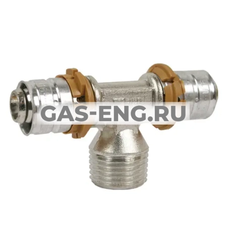 Тройник-пресс S-Press (Plus) с наружной резьбой латунный, Uponor MLC купить в интернет-магазине промышленного оборудования в Санкт-Петербурге