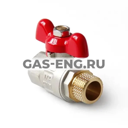 Шаровой латунный кран НР-ВР полнопроходной, ручка-бабочка, Ду 15-32 Ру 25-50, Pro Aqua купить в интернет-магазине промышленного оборудования в Санкт-Петербурге